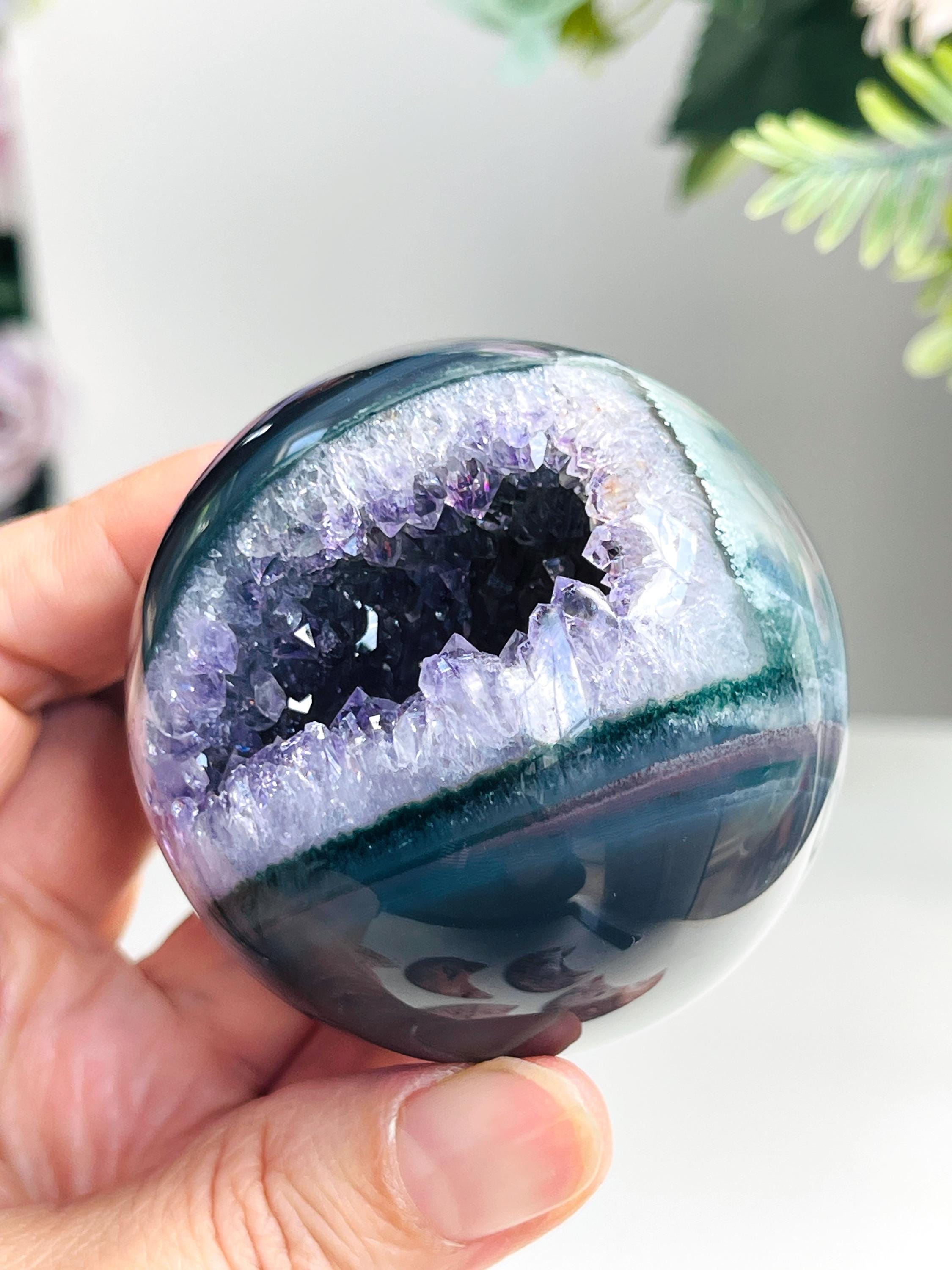Amethyst Sphere, Druzy Amethyst Sphere with Agate and Jasper, unique gift, Crystal gift, Home Decor