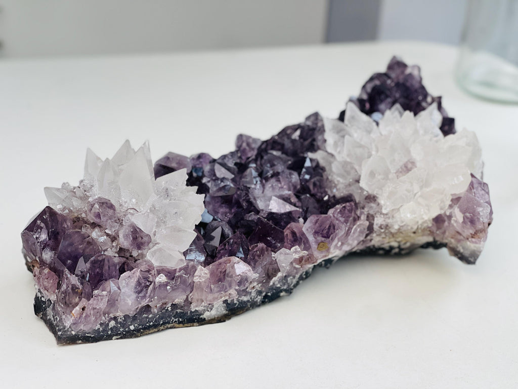 Exquisite Amethyst with Calcite Mineral Specimen, Special Calcite & Amethyst Specimen, Calcite Specimen, Amethyst Mineral Specimen