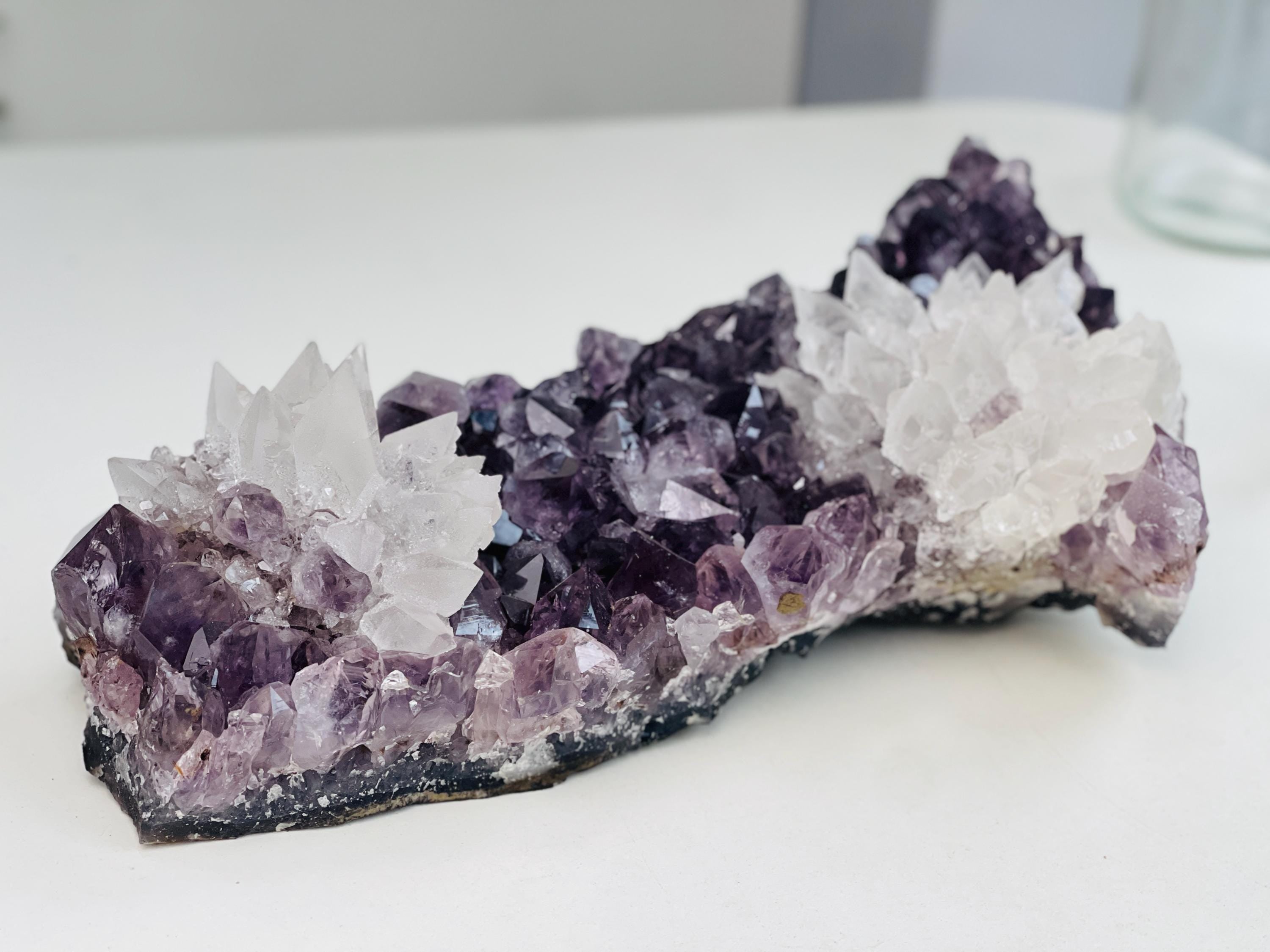Exquisite Amethyst with Calcite Mineral Specimen, Special Calcite & Amethyst Specimen, Calcite Specimen, Amethyst Mineral Specimen