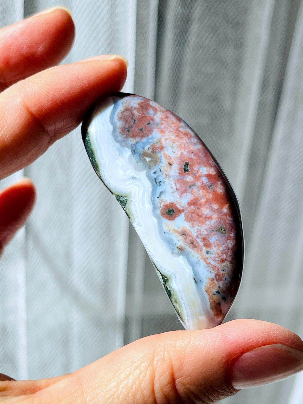 8th Vein Ocean Jasper – Very Rare Old Stock V8 Ocean Jasper, Collectible Orbicular Jasper, Unique Polished Stone, Healing Crystal -5