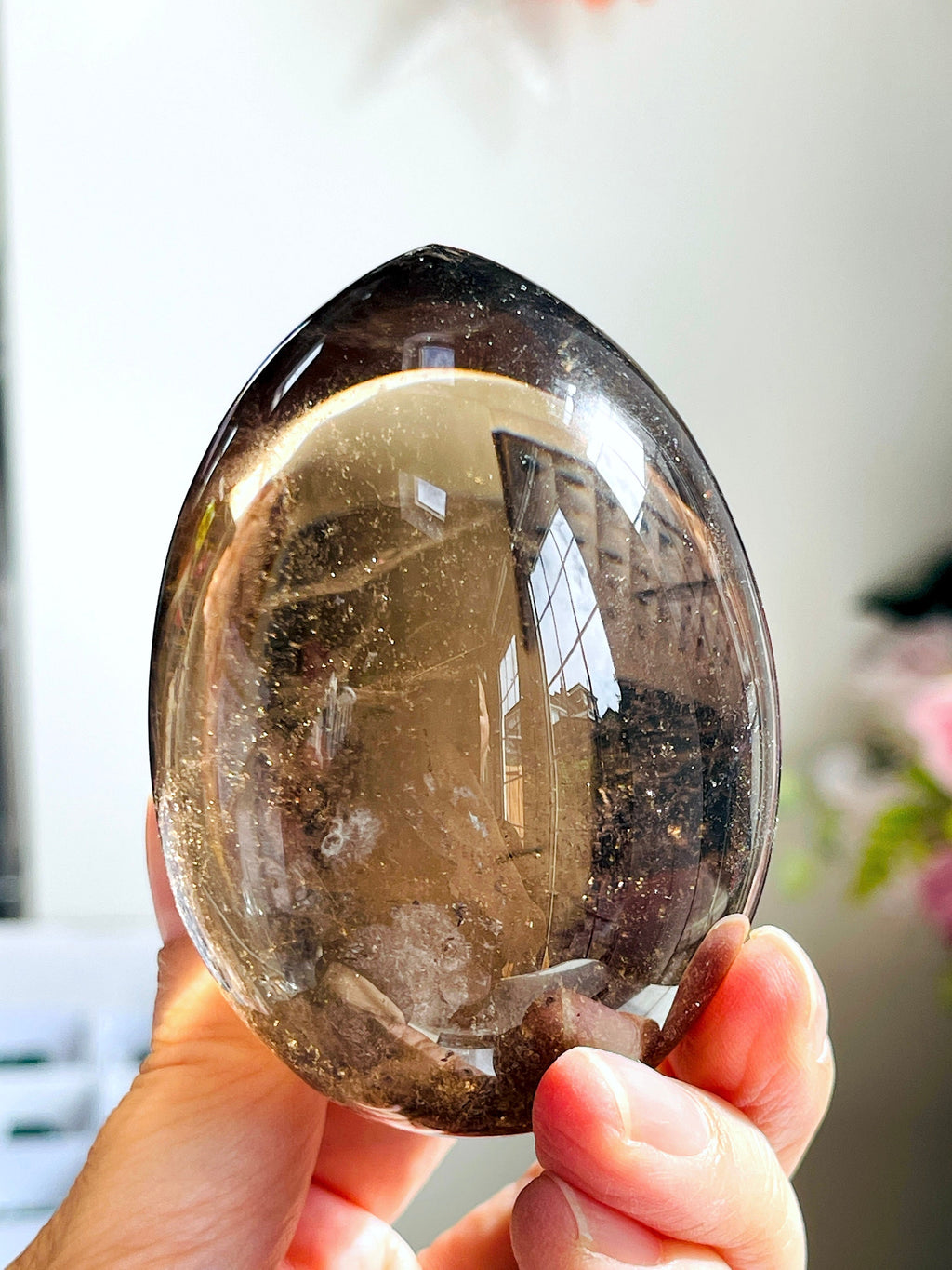 Amazing Smoky Quartz Egg, High Grade Smokey Quartz wiith grate clarity, Meditation Crystal, Crystal Gift, Home Decor
