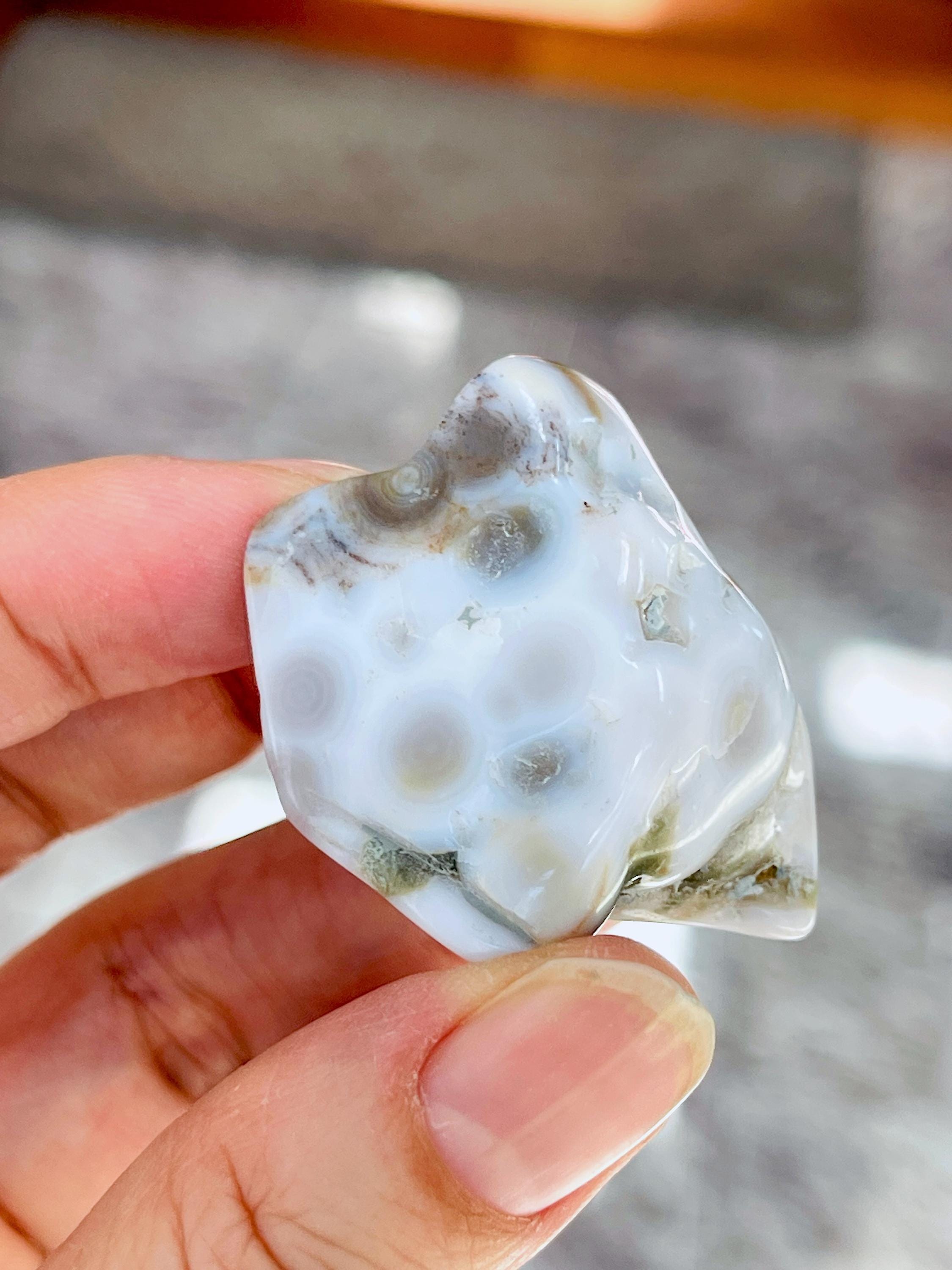8th Vein Ocean Jasper – Very Rare Old Stock V8 Ocean Jasper, Collectible Orbicular Jasper, Unique Polished Stone, Healing Crystal -6
