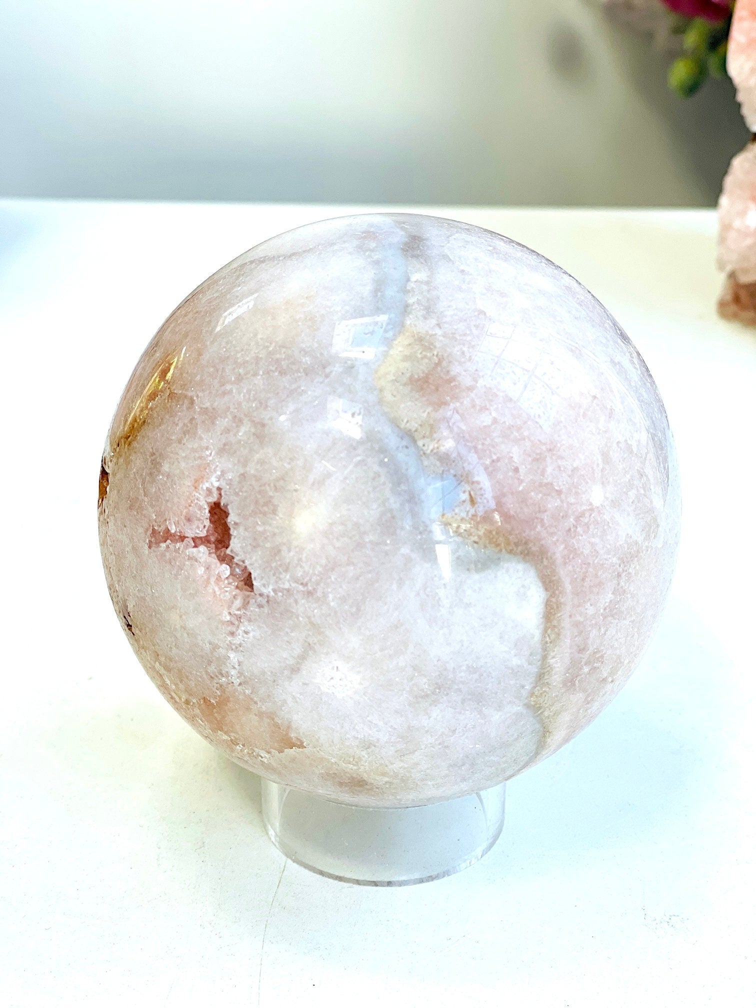 Pink Amethyst Sphere, 1.3kg Pink Amethyst Crystal Sphere, Dreaming Pink Amethyst Sphere, Crystal Gift, Home Decor