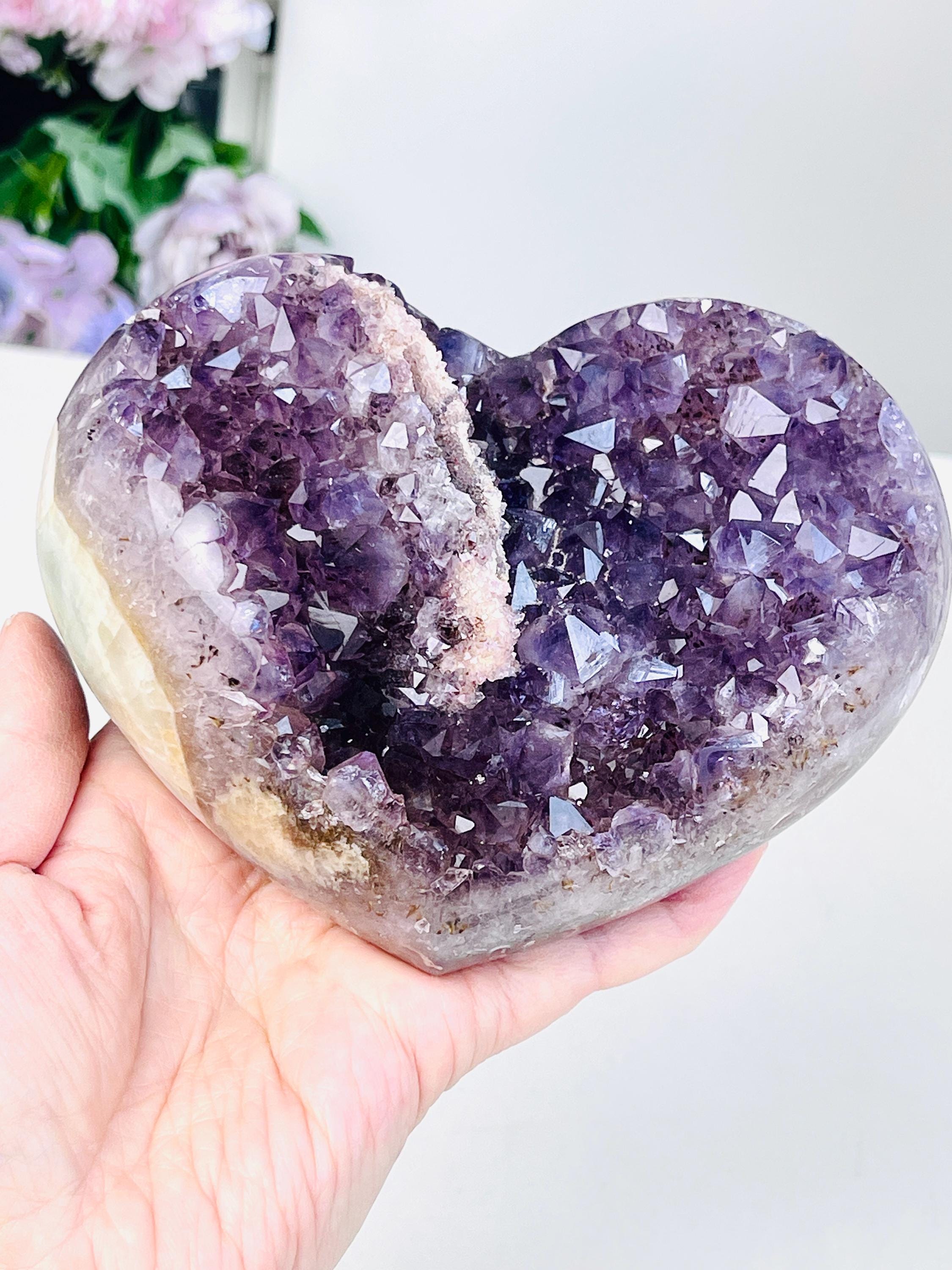 Amethyst Heart, Unique Druzy Amethyst Crystal Heart, High Quality Natural Amethyst Druzy Heart, Crystal Gift, Healing Crystal