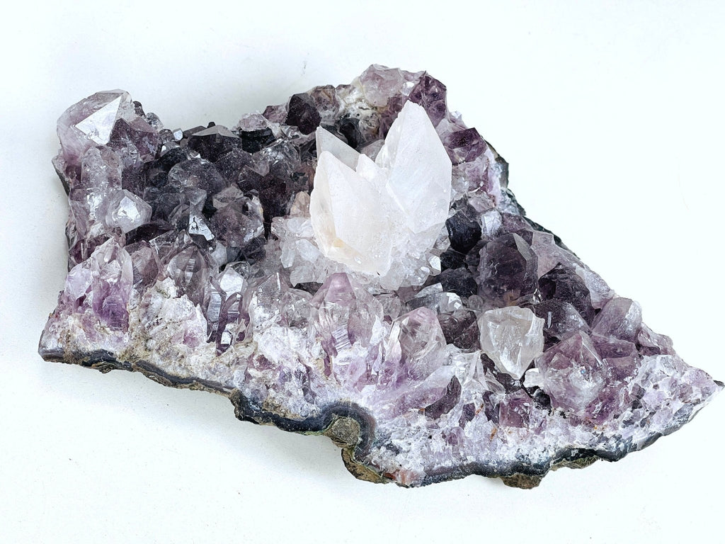 Exquisite Amethyst with Calcite Mineral Specimen - Million Years Crystal
