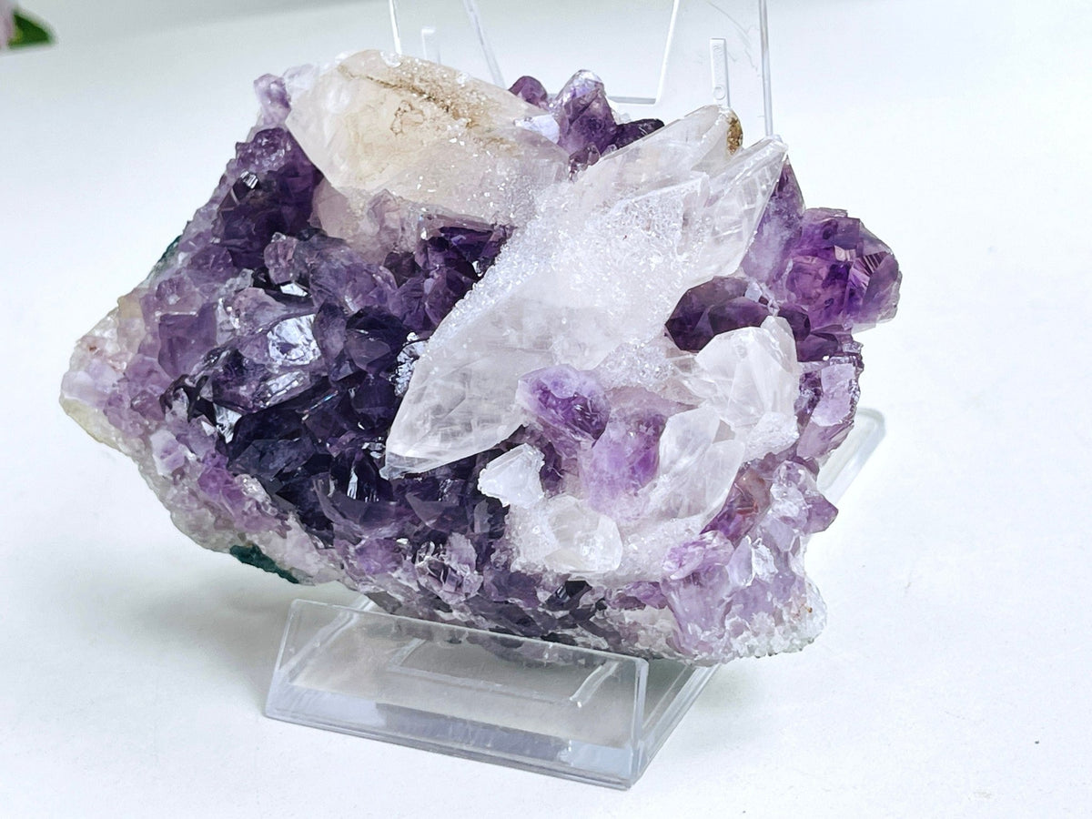 Exquisite Amethyst with Calcite Mineral Specimen - Million Years Crystal