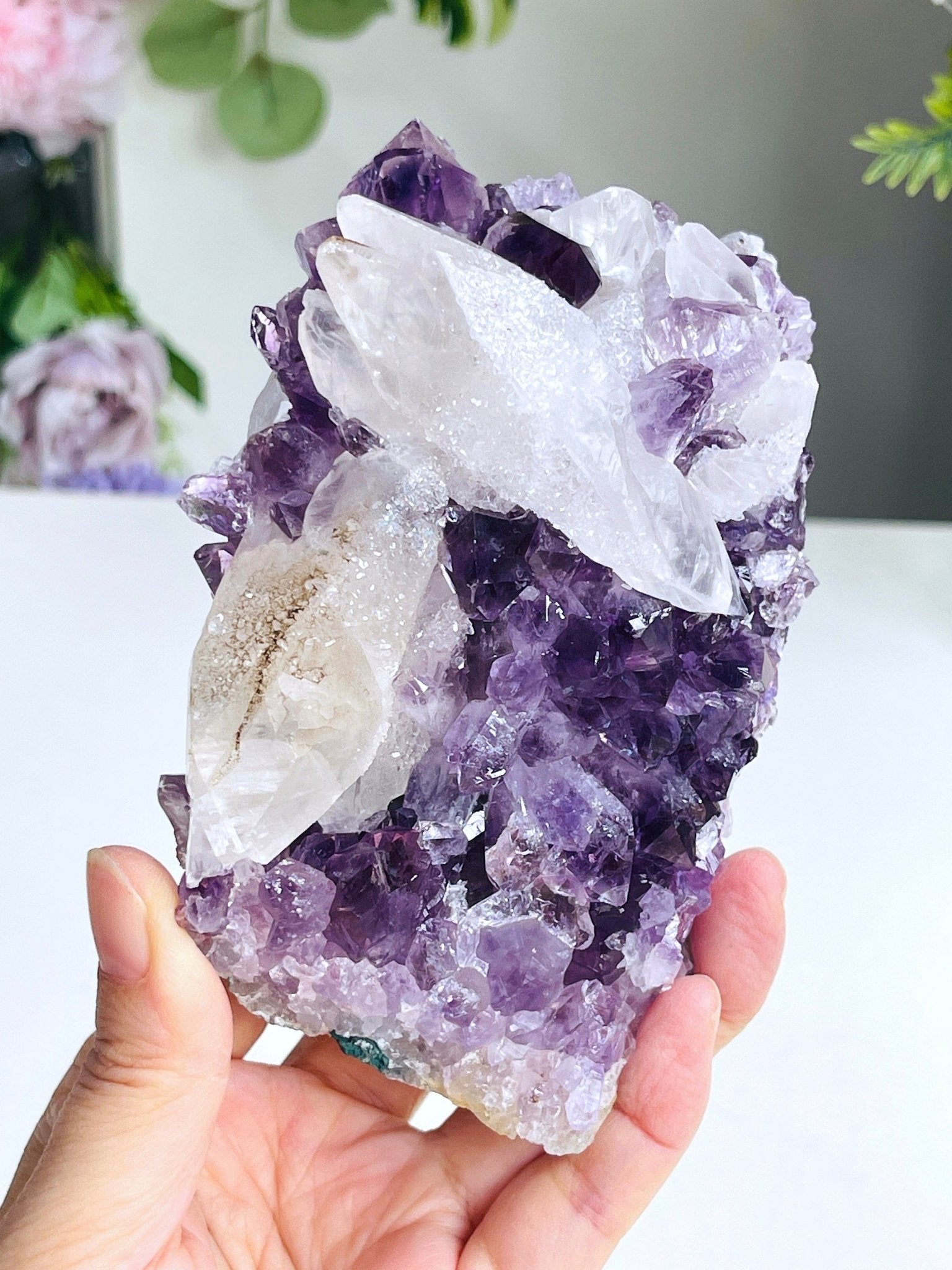 Exquisite Amethyst with Calcite Mineral Specimen - Million Years Crystal