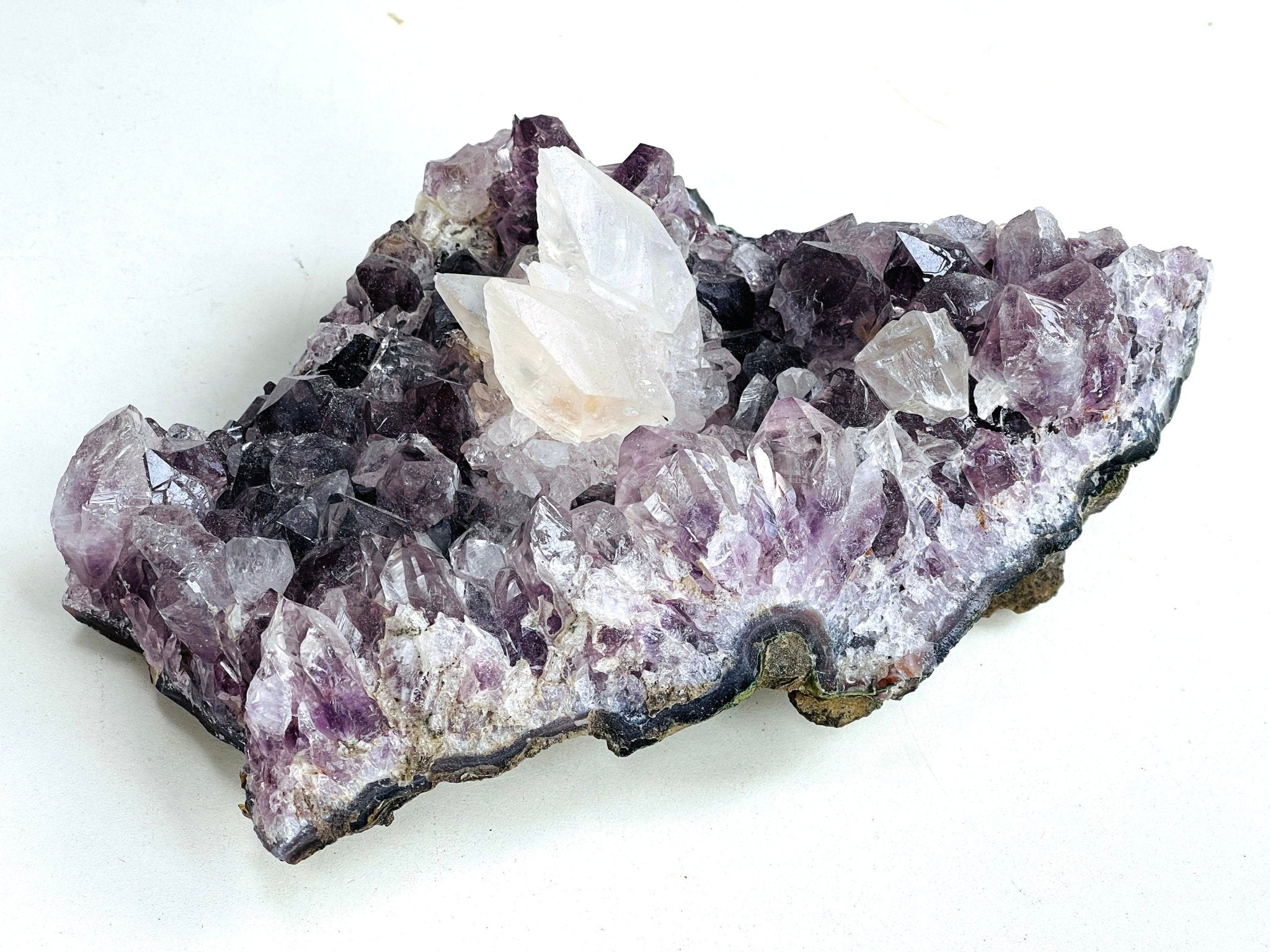 Exquisite Amethyst with Calcite Mineral Specimen - Million Years Crystal
