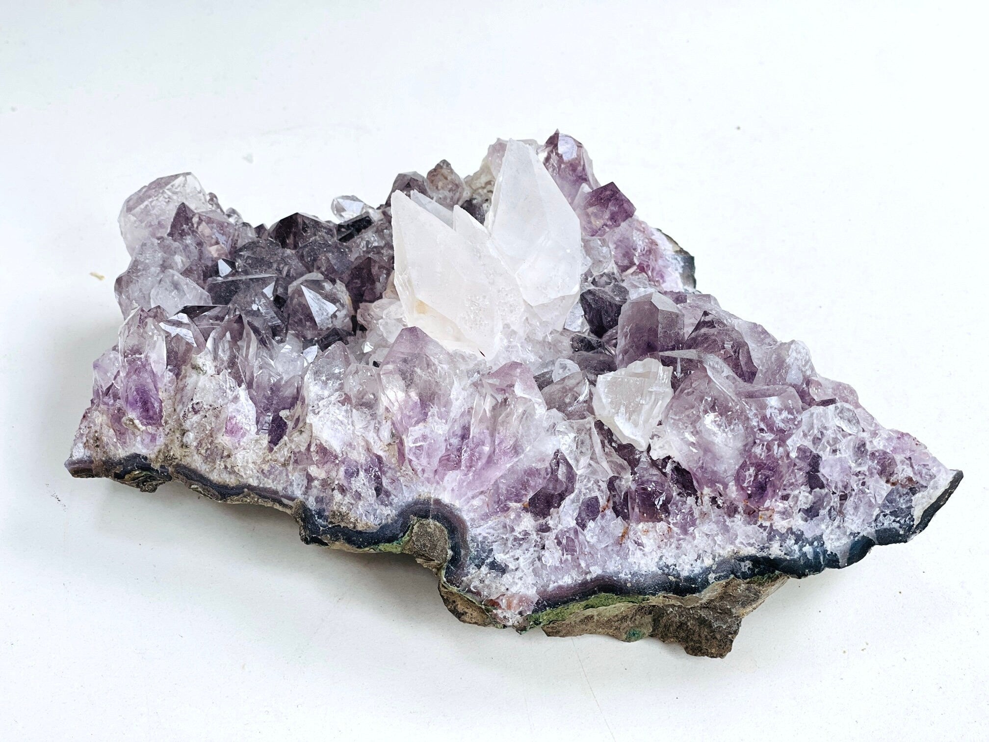 Exquisite Amethyst with Calcite Mineral Specimen - Million Years Crystal