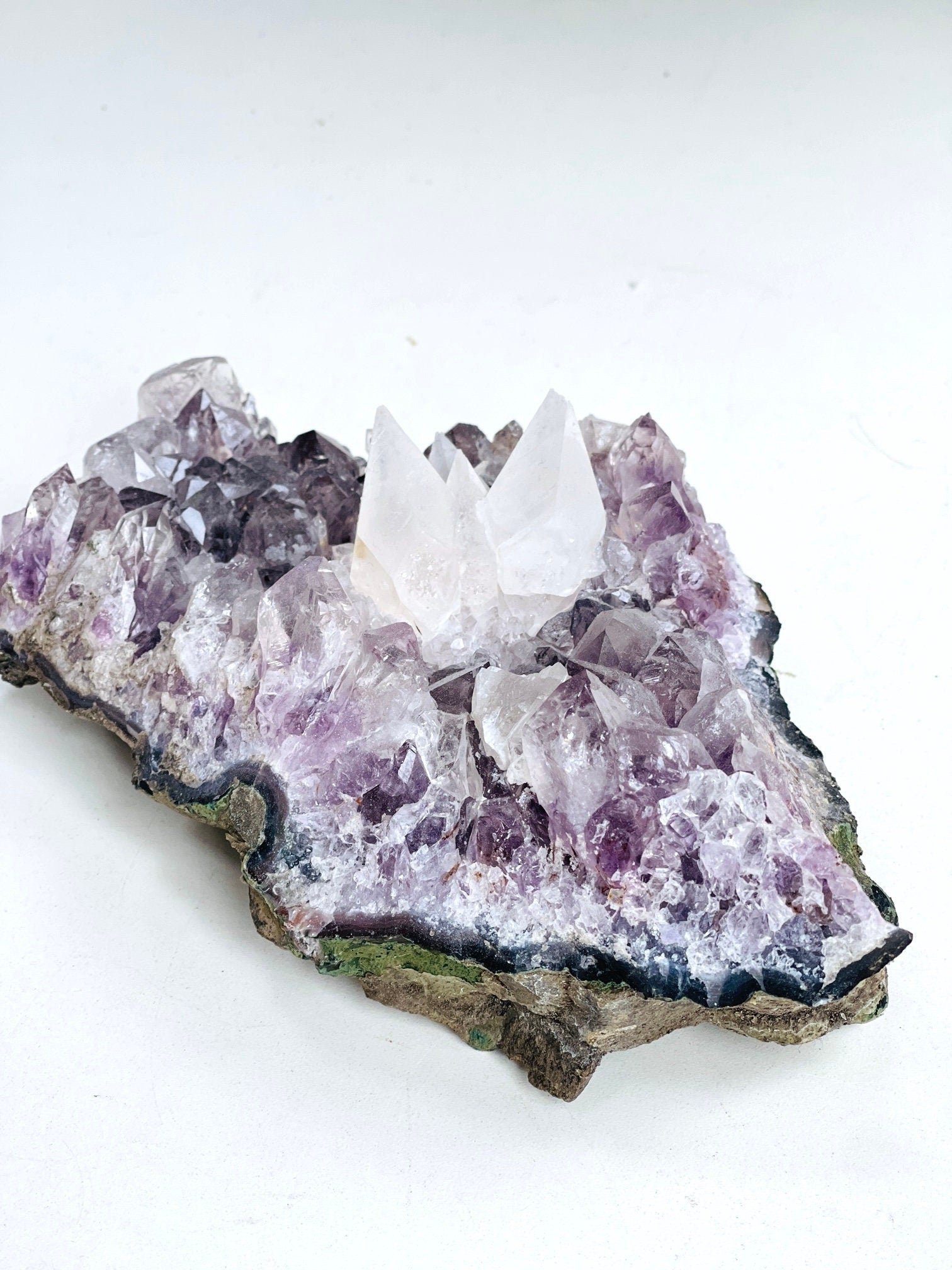 Exquisite Amethyst with Calcite Mineral Specimen - Million Years Crystal