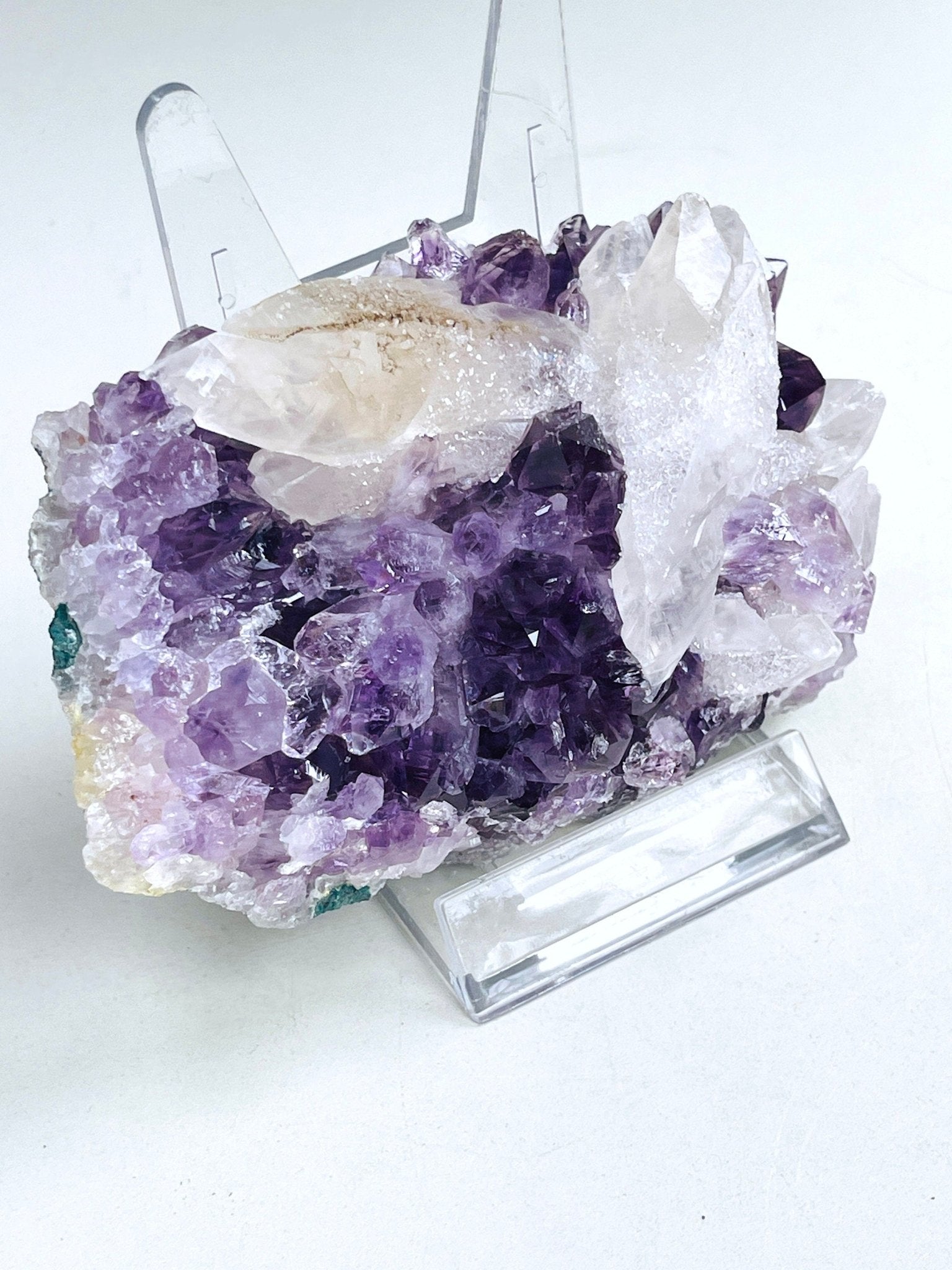 Exquisite Amethyst with Calcite Mineral Specimen - Million Years Crystal