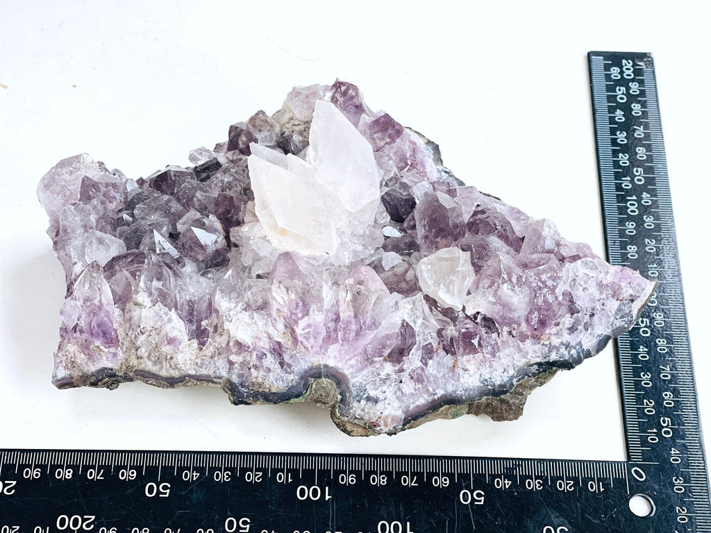 Exquisite Amethyst with Calcite Mineral Specimen - Million Years Crystal