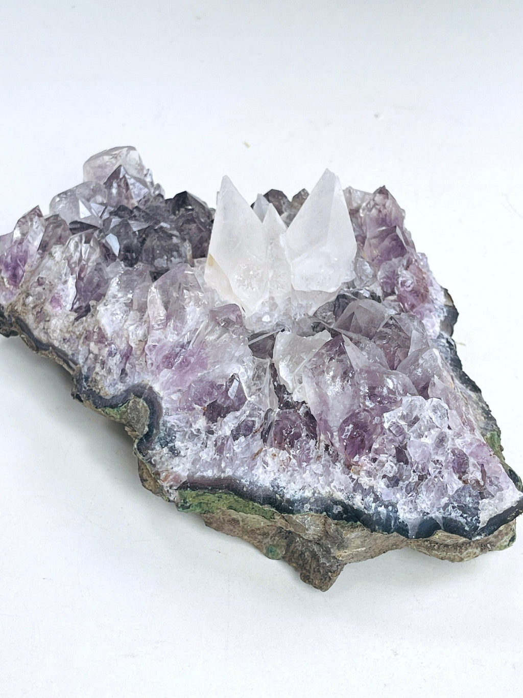 Exquisite Amethyst with Calcite Mineral Specimen - Million Years Crystal