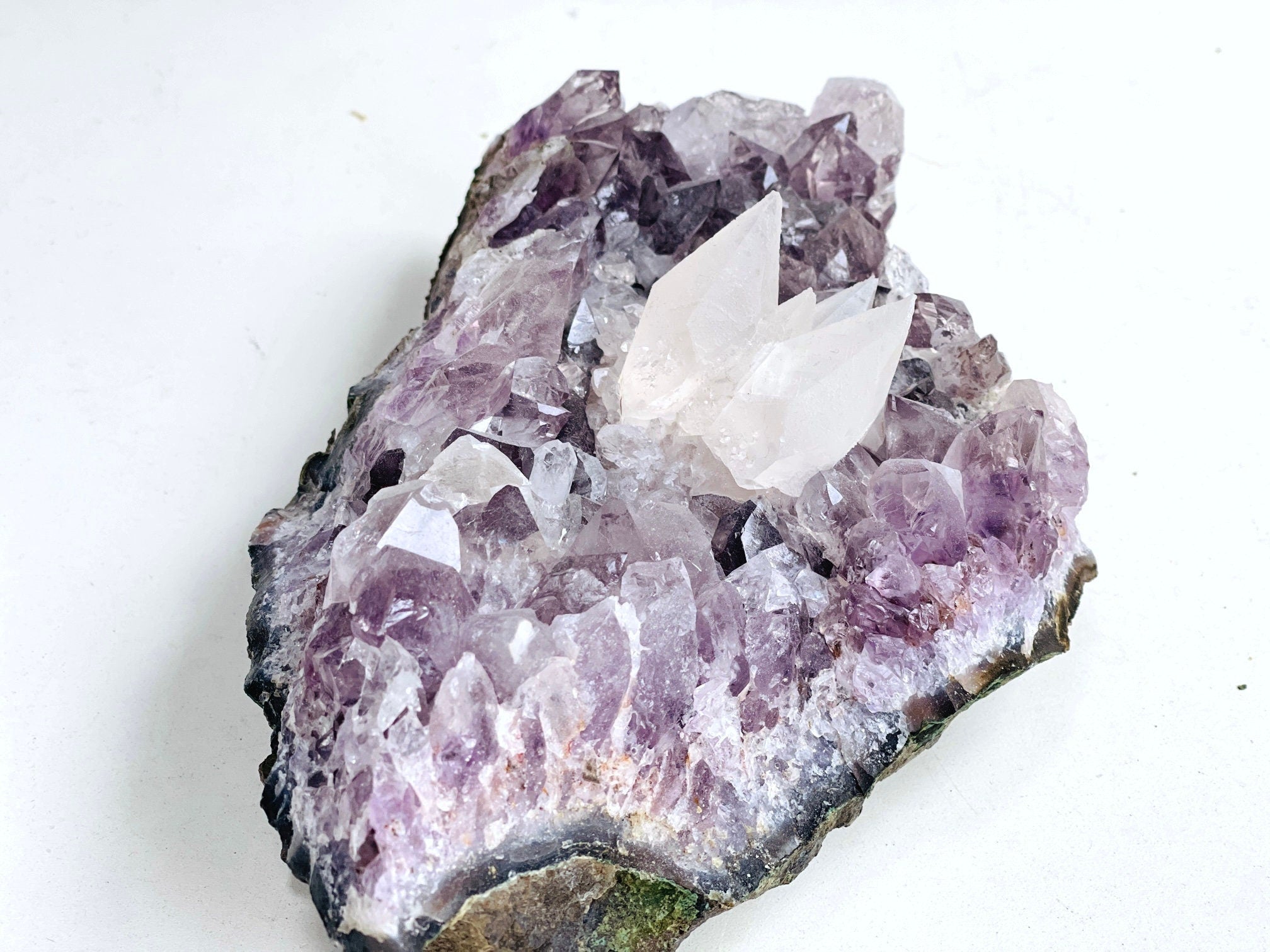 Exquisite Amethyst with Calcite Mineral Specimen - Million Years Crystal