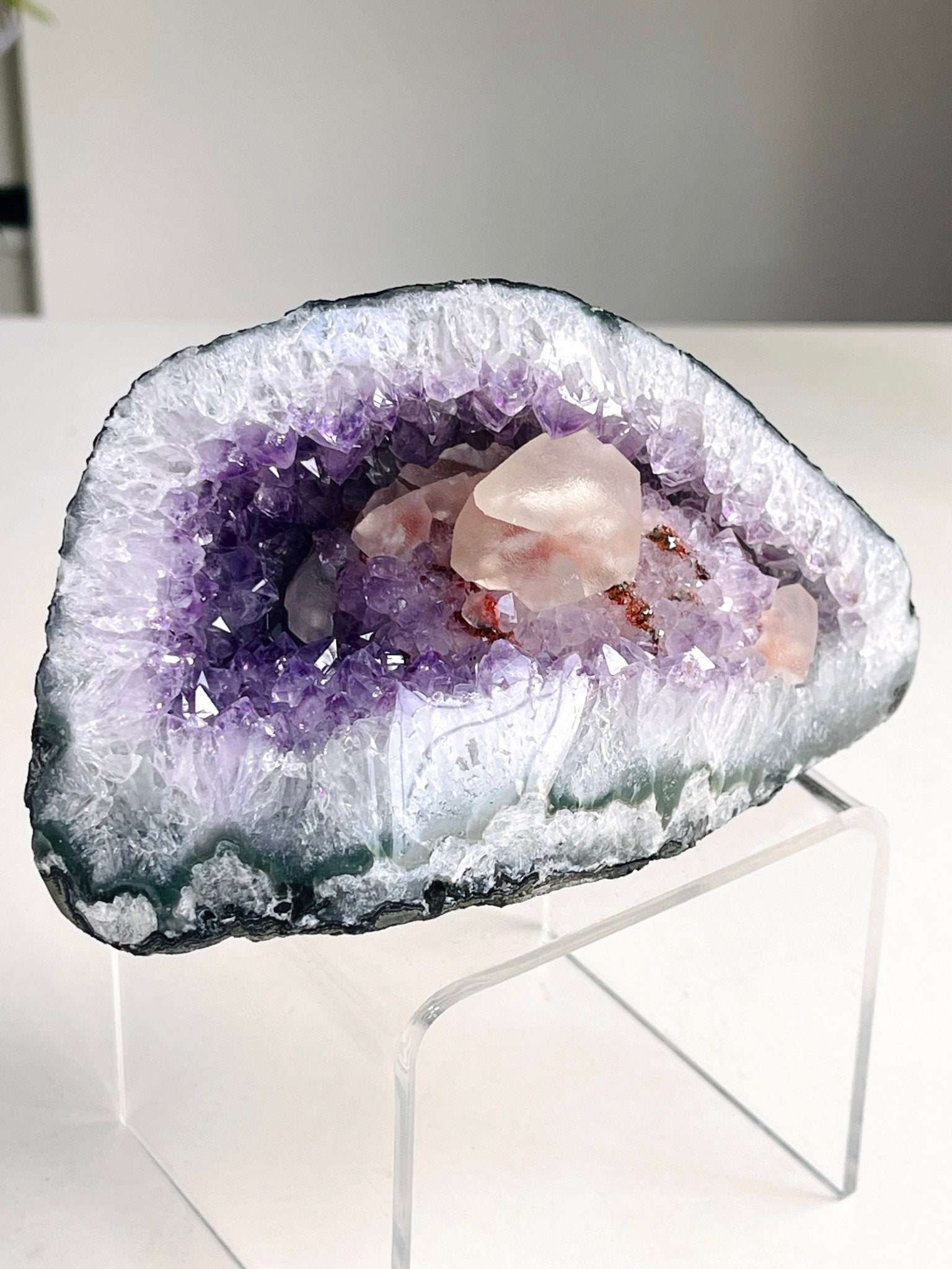 Extraordinary Amethyst Geode Crystal with Calcite from Uruguay - Million Years Crystal
