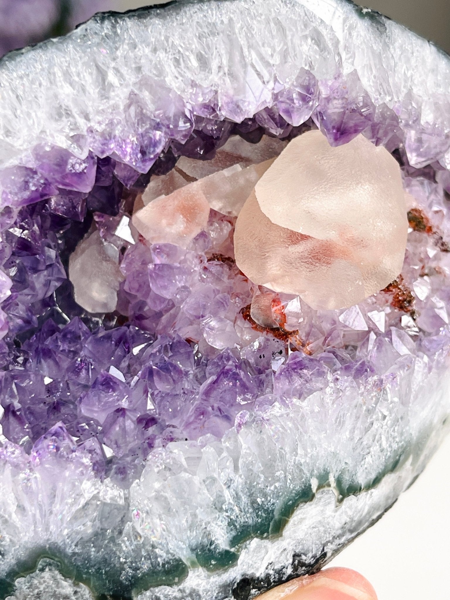 Extraordinary Amethyst Geode Crystal with Calcite from Uruguay - Million Years Crystal
