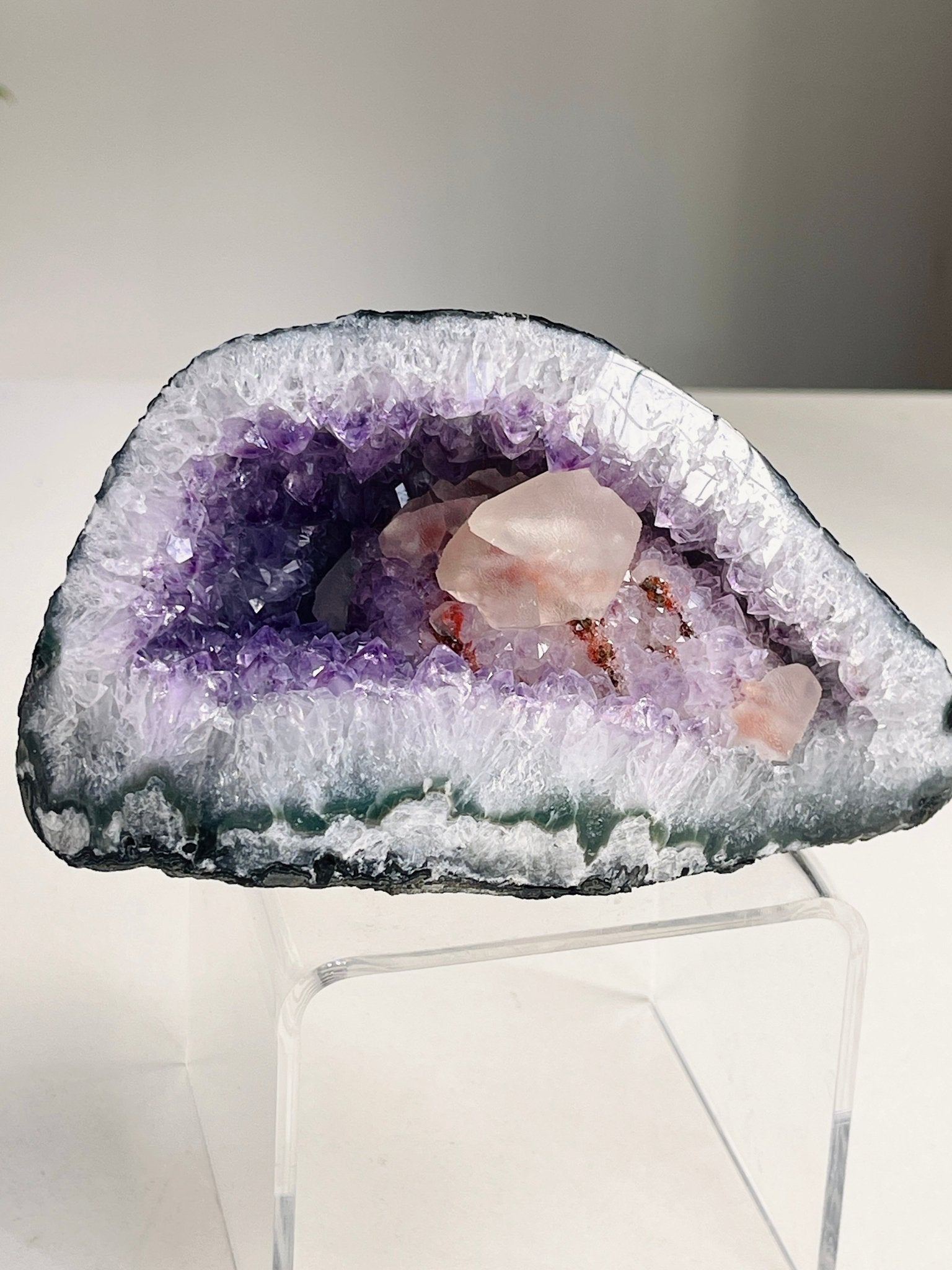 Extraordinary Amethyst Geode Crystal with Calcite from Uruguay - Million Years Crystal