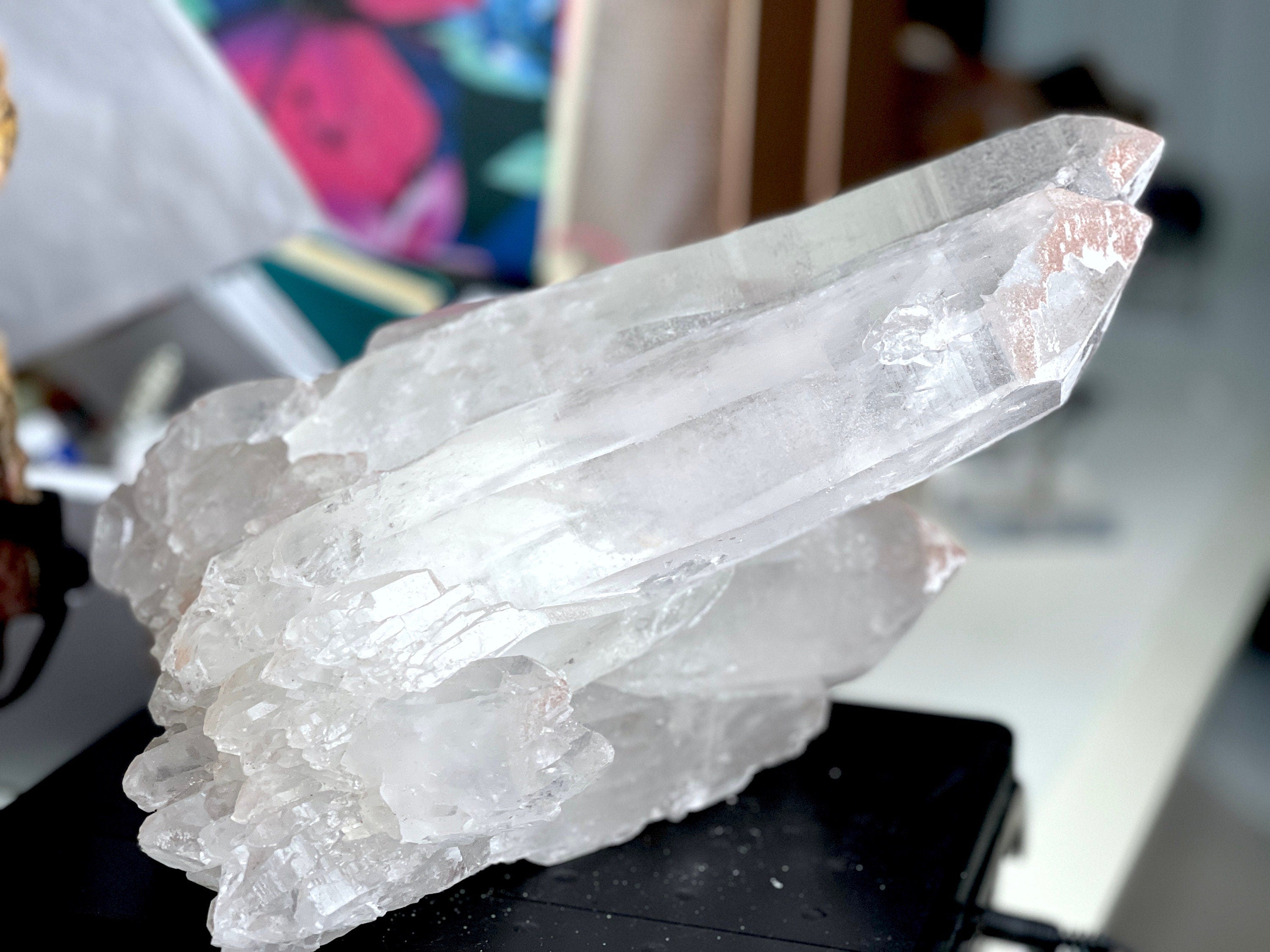 3.7kg Lemurian Quartz, Statement Lemurian Quartz cluster with pink lithium, quartz crystal, Healing Crystals, Crystal Gift