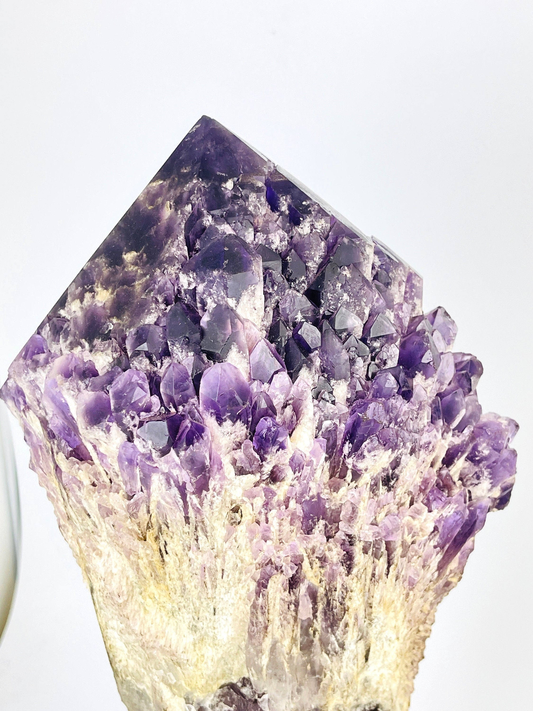 XXL Natural Raw Elestial Amethyst on Stand, Amethystt Cluster, Amethyst Point, Amethyst Root, Elestial Amthyst