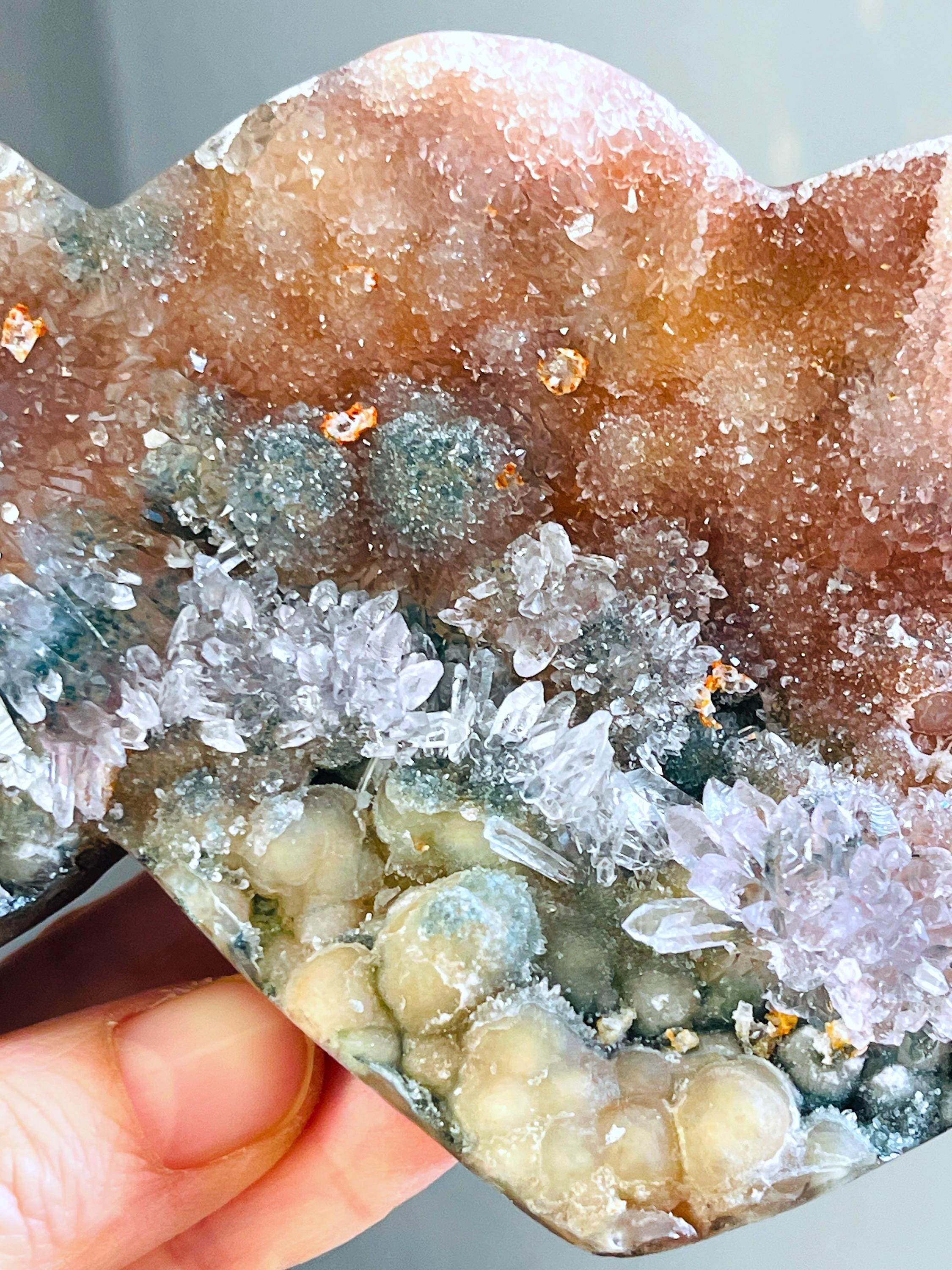 Rare Amethyst Flower Heart, 20cm Special Amethyst Flower Polished Crystal Heart, Unique Gift, Crystal Gift