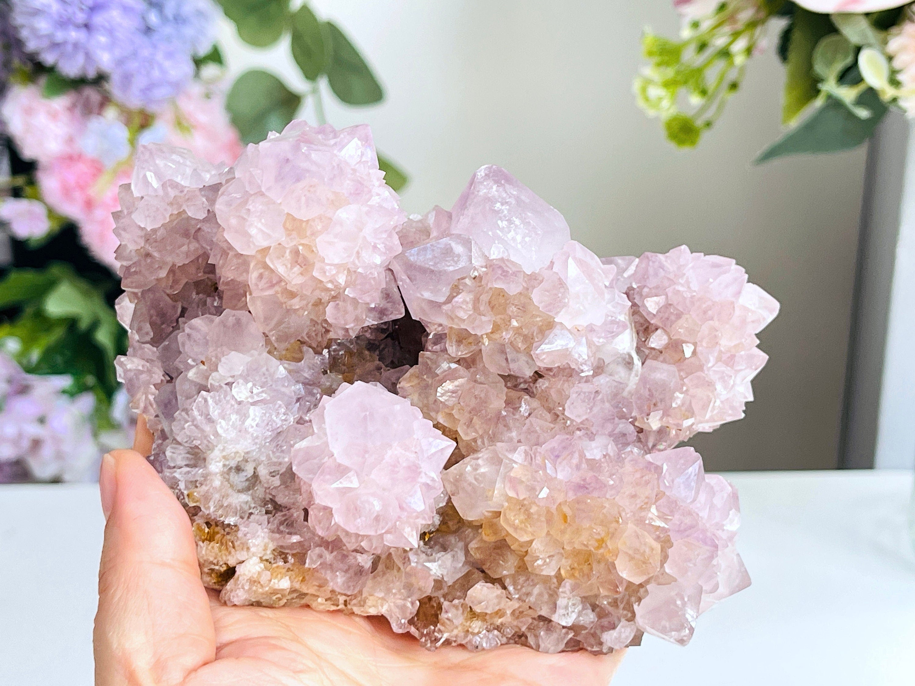 Spirit Quartz Cluster, 988g Lilac Spirit Quartz Point Cluster lilac fairy quartz, amazing Amethyst spirit quartz , amethyst spirit quartz