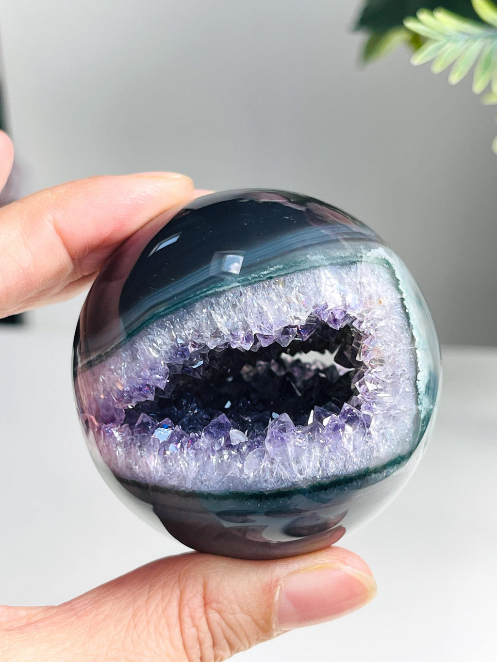 Amethyst Sphere, Druzy Amethyst Sphere with Agate and Jasper, unique gift, Crystal gift, Home Decor