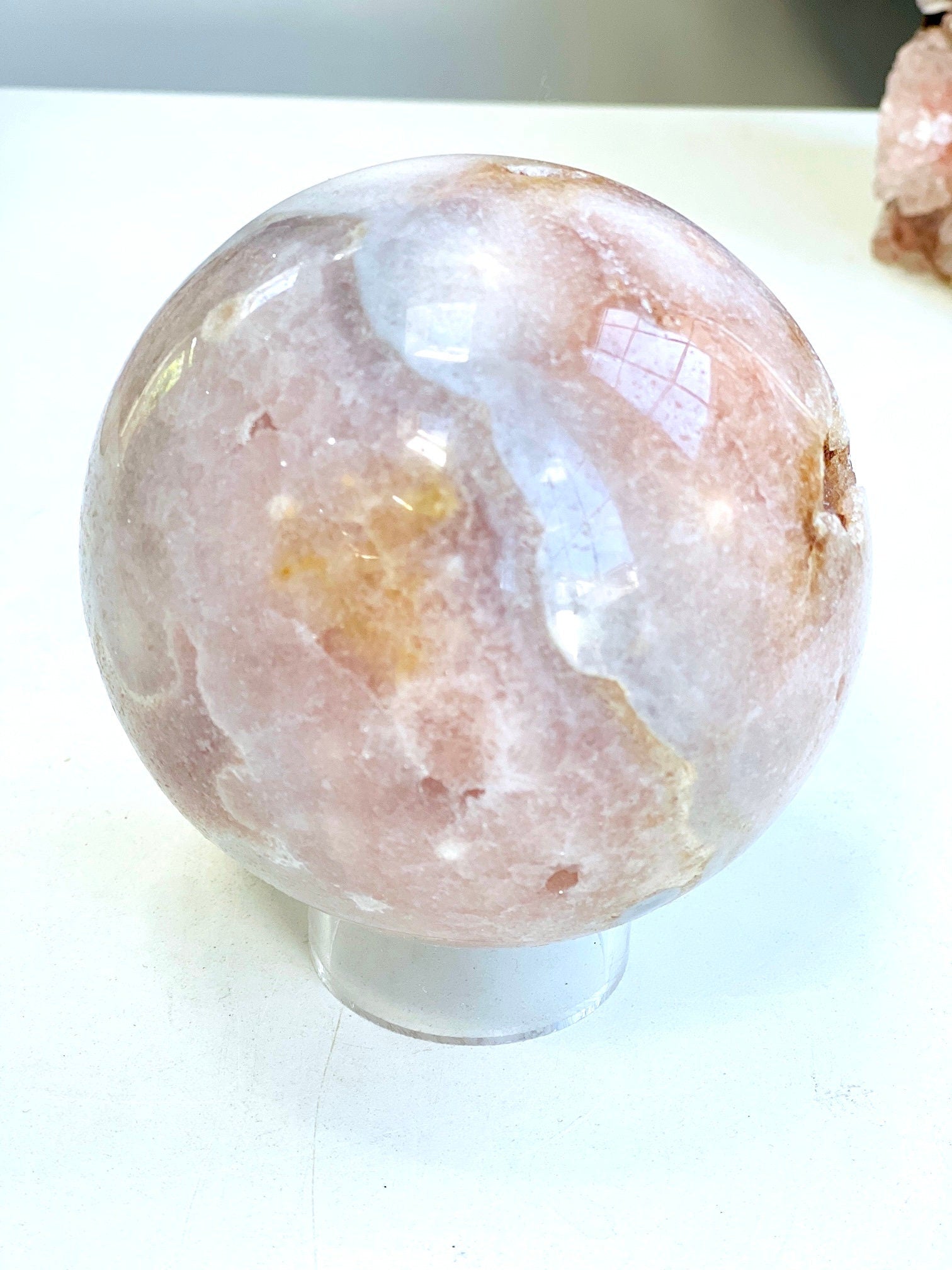 Pink Amethyst Sphere, 1.3kg Pink Amethyst Crystal Sphere, Dreaming Pink Amethyst Sphere, Crystal Gift, Home Decor