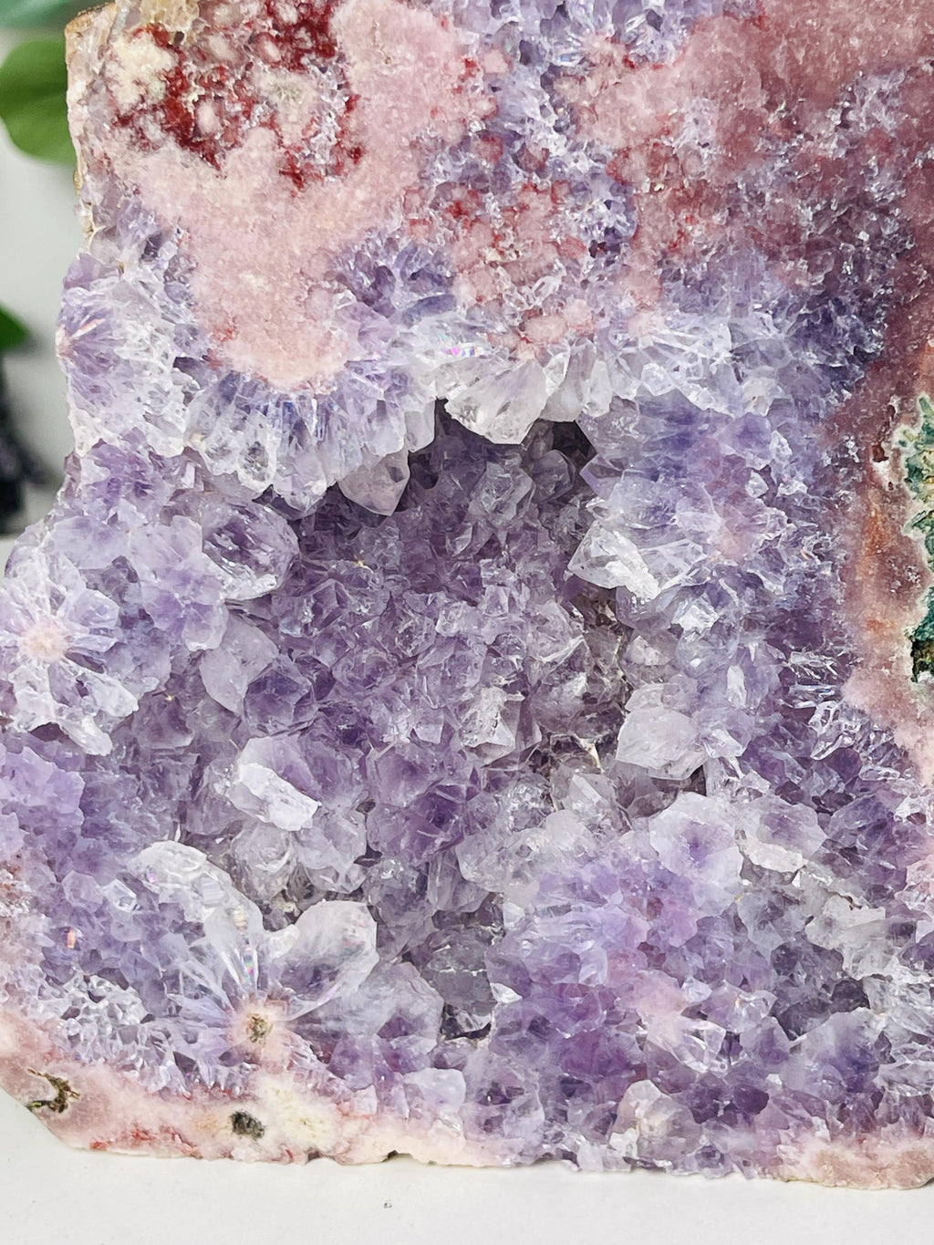 Pink Amethyst,  1.9kg Pink Amethyst Freefrom with Amethyst Druzy, Pink Amethyst Stand, Pink Amethyst Crystal,Crystal Gift,Home decor