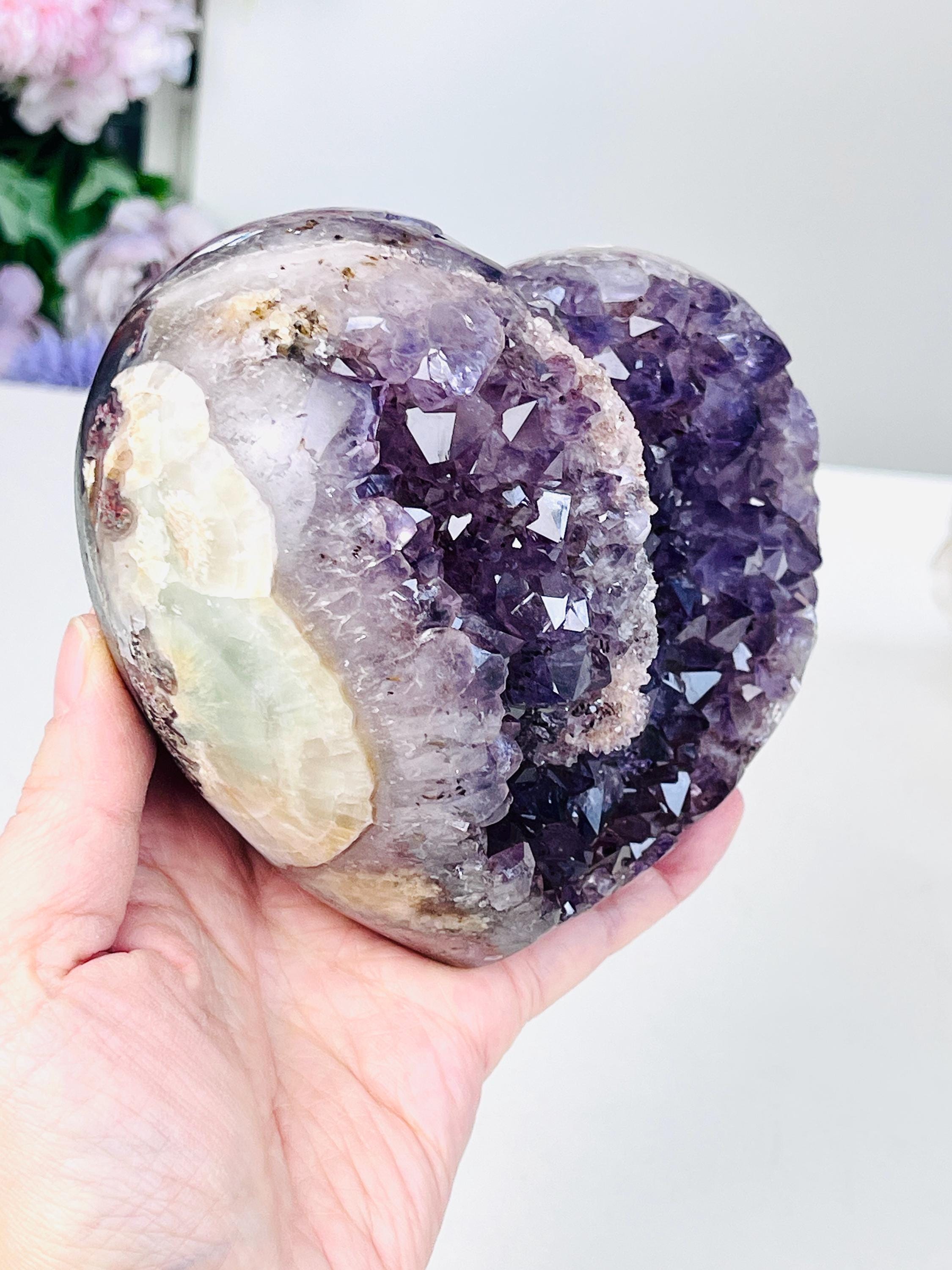 Amethyst Heart, Unique Druzy Amethyst Crystal Heart, High Quality Natural Amethyst Druzy Heart, Crystal Gift, Healing Crystal