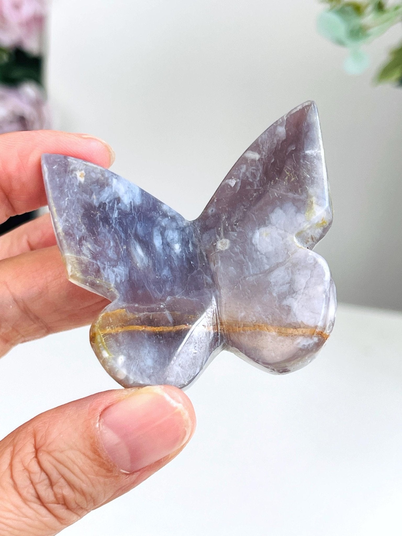 Gemstone Butterfly, Purple Chalcedony 3D butterfly, crystal gift - Million Years Crystal