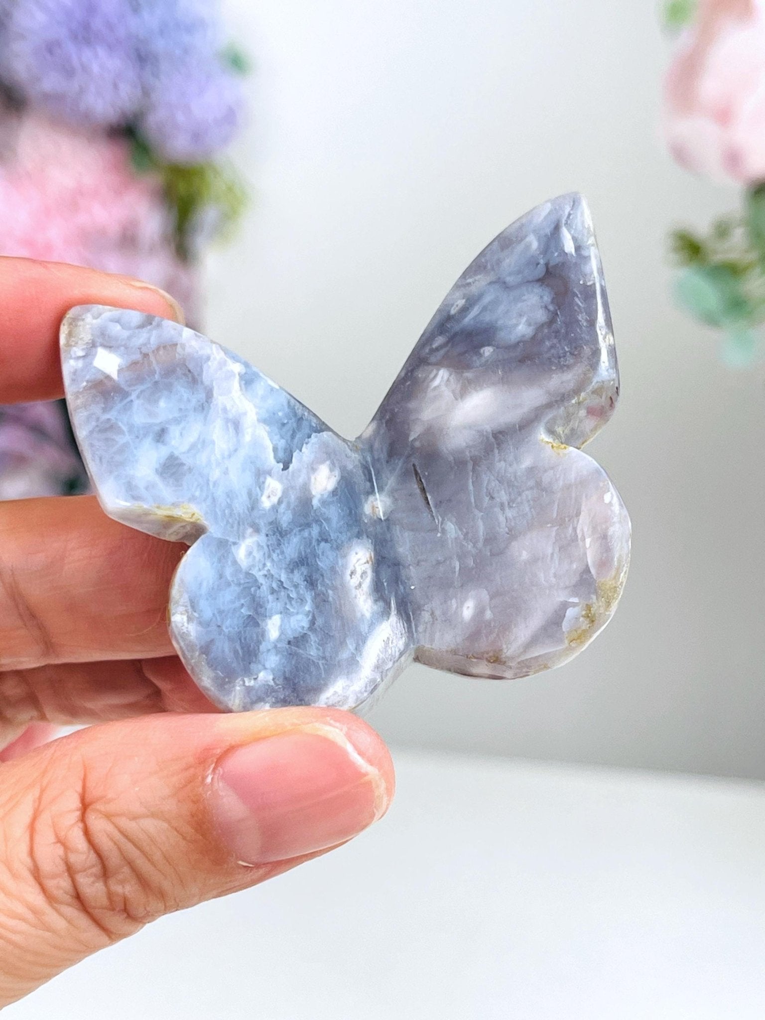 Gemstone Butterfly, Purple Chalcedony 3D butterfly, crystal gift - Million Years Crystal