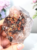 Golden Rutile with Hematite on Quartz - Million Years Crystal