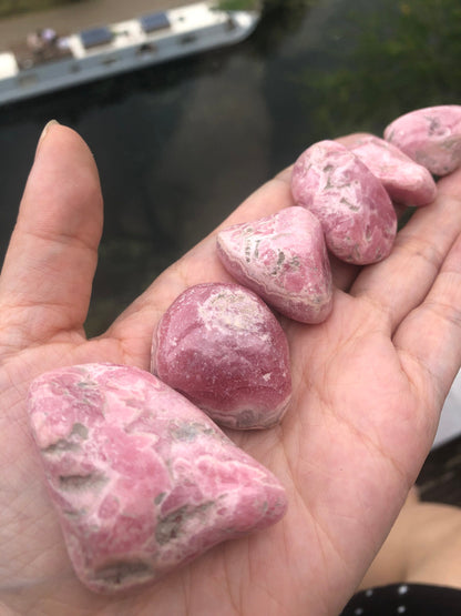 Rhodochrosite Tumbled Stone, Jumbo Argentina Banded Rhodochrosite Crystal, Rhodochrosite from Argentina, Pink Rhodochrosite