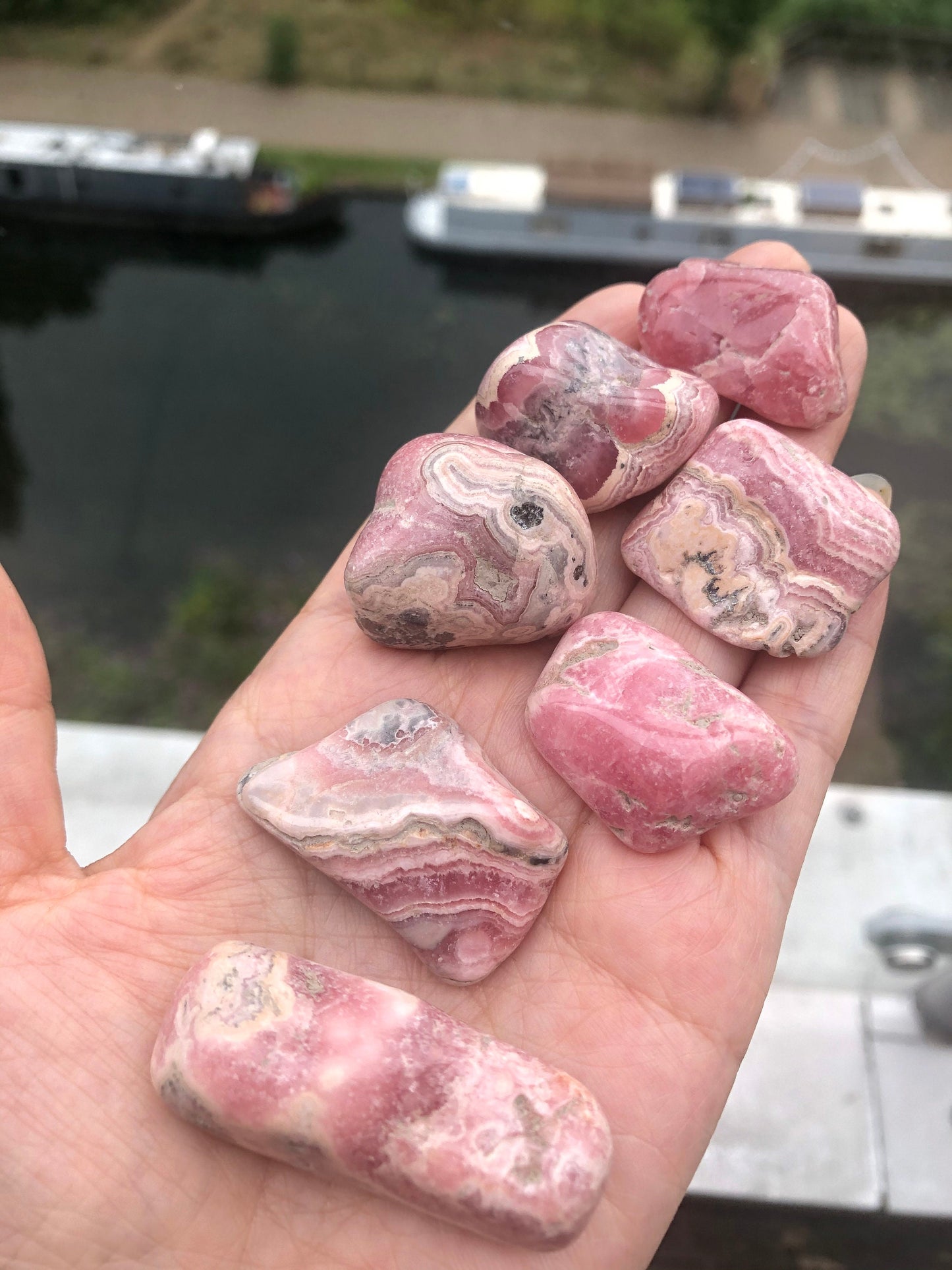 Rhodochrosite Tumbled Stone, Jumbo Argentina Banded Rhodochrosite Crystal, Rhodochrosite from Argentina, Pink Rhodochrosite