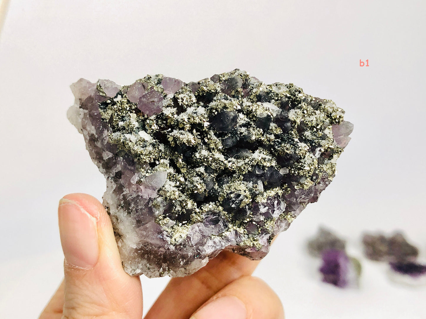 Rare Amethyst with Pyrite Specimens, Amethyst and Pyrite Mineral Specimen,  Raw Amethyst Cluster with Pyrite , Rare Mineral Specimen