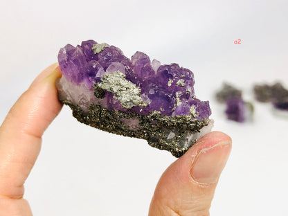 Rare Amethyst with Pyrite Specimens, Amethyst and Pyrite Mineral Specimen,  Raw Amethyst Cluster with Pyrite , Rare Mineral Specimen