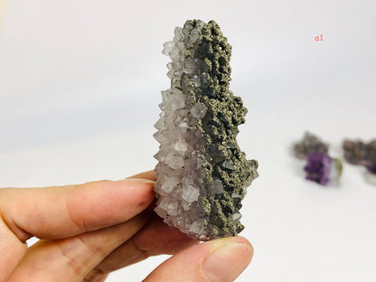 Rare Amethyst with Pyrite Specimens, Amethyst and Pyrite Mineral Specimen,  Raw Amethyst Cluster with Pyrite , Rare Mineral Specimen