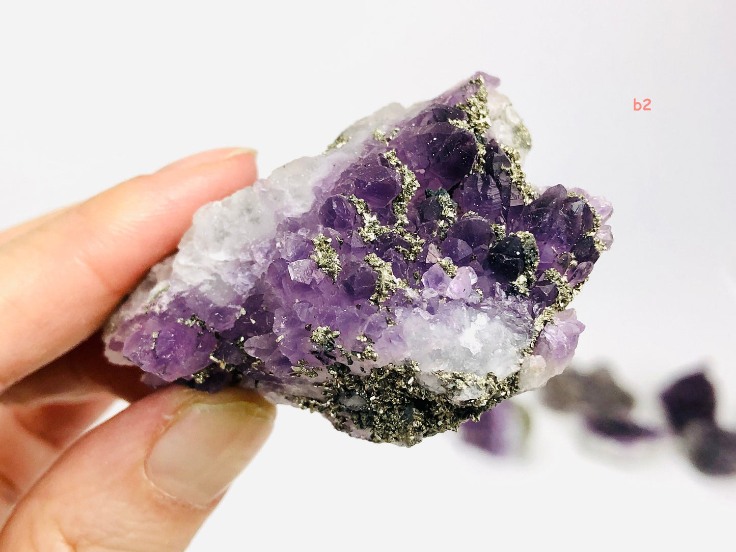 Rare Amethyst with Pyrite Specimens, Amethyst and Pyrite Mineral Specimen,  Raw Amethyst Cluster with Pyrite , Rare Mineral Specimen