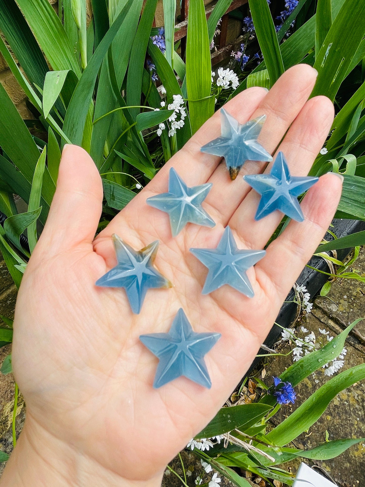 Lemurian Aquatine calcite moon, elephant, blue onyx star and whale tale , Rare Lemurian Aquatine  Calcite Crystal, Healing crystals