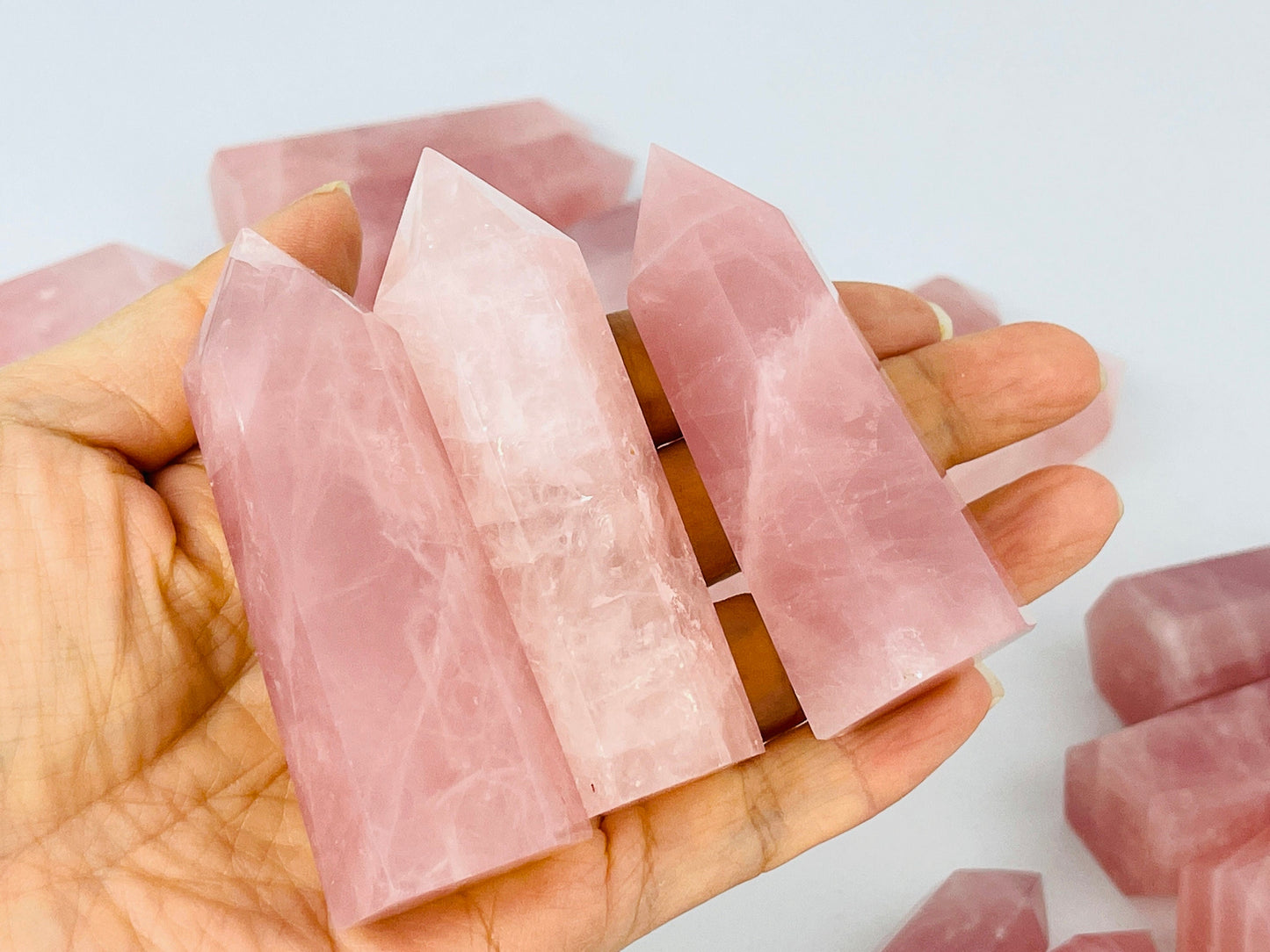 Rose Quartz Towers, Rose Quartz Crystal Points, Pink Rose Quartz, Lavender Rose Quartz, Gemstone Point / Tower / Wand, Pink Crystal