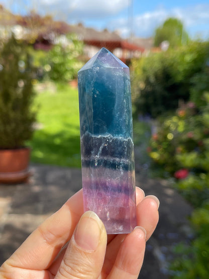 Rainbow Fluorite Point, High Quality Fluorite Wand, Large Fluorite Tower, Fluorite Crystal, Polished Fluorite, Rainbow Fluorite Crystal