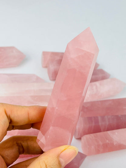 Rose Quartz Towers, Rose Quartz Crystal Points, Pink Rose Quartz, Lavender Rose Quartz, Gemstone Point / Tower / Wand, Pink Crystal