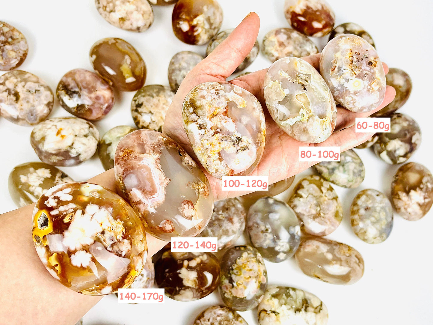 Flower Agate Palm Stone