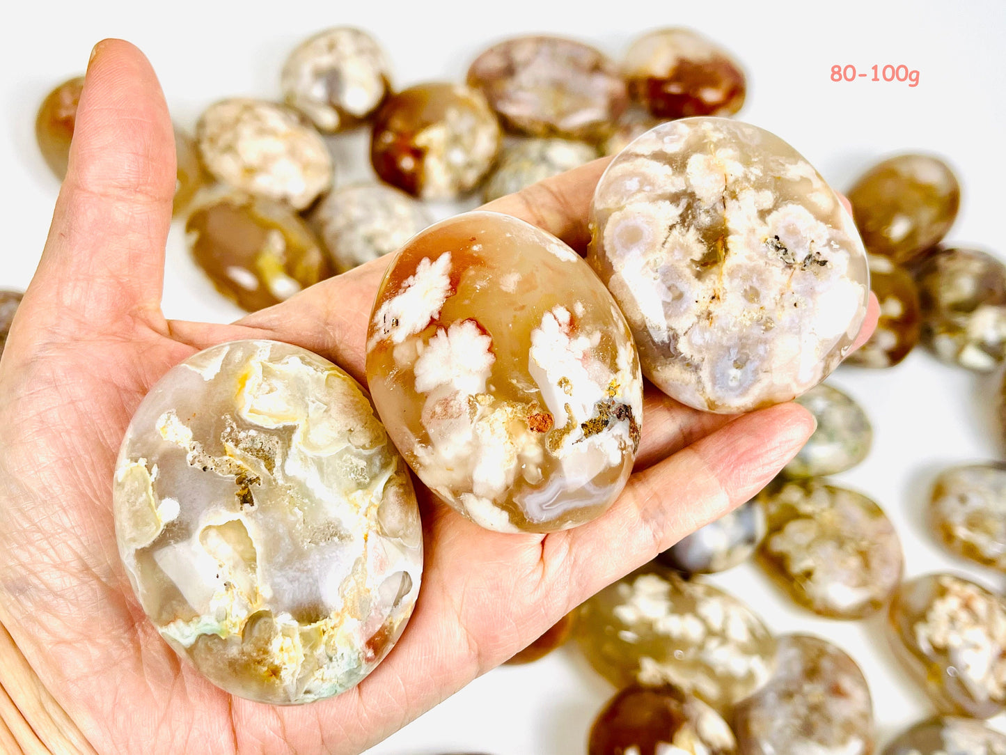 Flower Agate Palm Stone