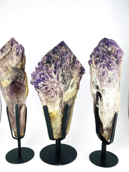 XXL Natural Raw Elestial Amethyst on Stand