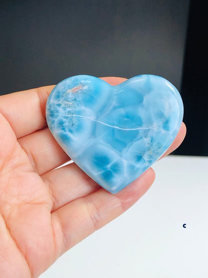 Larimar Heart, AAA+ Grade Natural Larimar Heart,  XLarge rare Larimar Heart, High Quality Larimar, Larimar Jewellery DIY, Crystal Gift