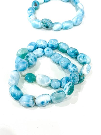 Larimar bracelet, nugget stretch bracelet, gemstone bracelet, crystal healing, Dominican Larimar stone jewellery, crystal bracelets