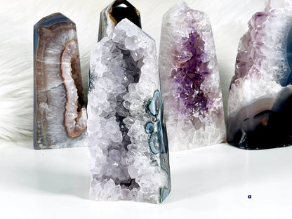 Agate Tower with Amethyst Druzy