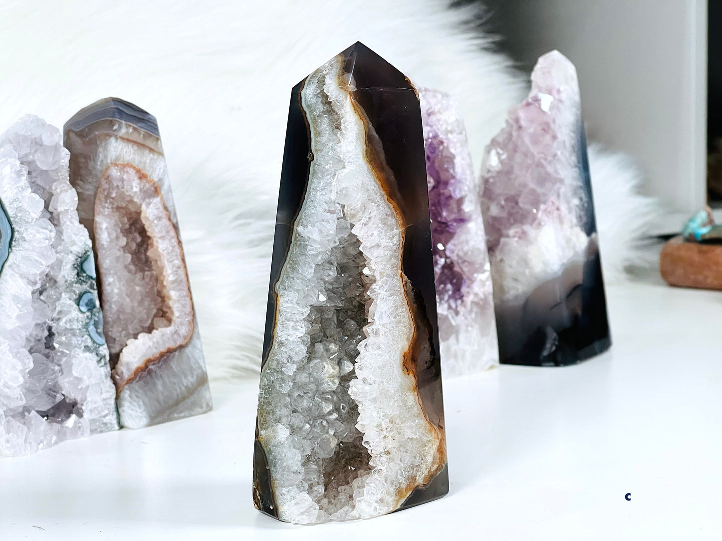 Agate Tower with Amethyst Druzy