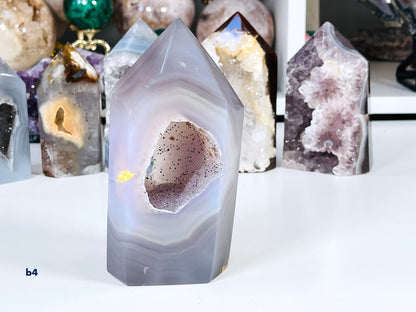 Super Extra Quality Agate Druzy Tower Point